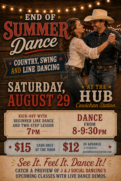 End of Summer Swing, Country & Line Dance - Aug 29, 2026 0 The HUB